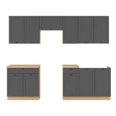 Modular kitchen SEMI LINE 260/GC UKLAD 4, oak reveal / graphite